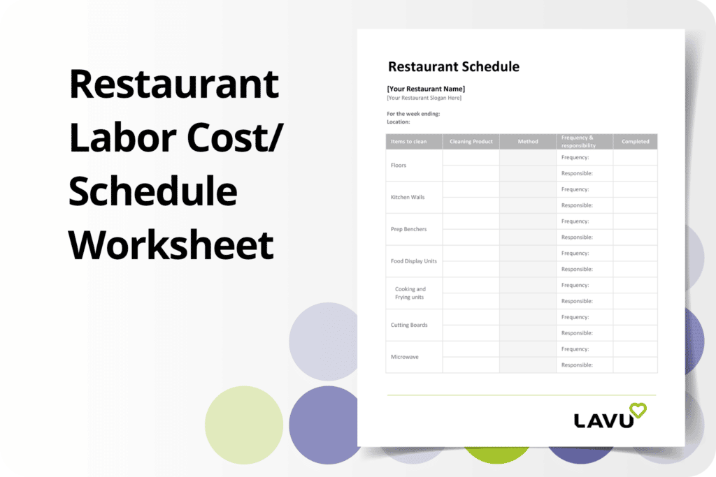 Restaurant Labour Cost/Schedule Worksheet