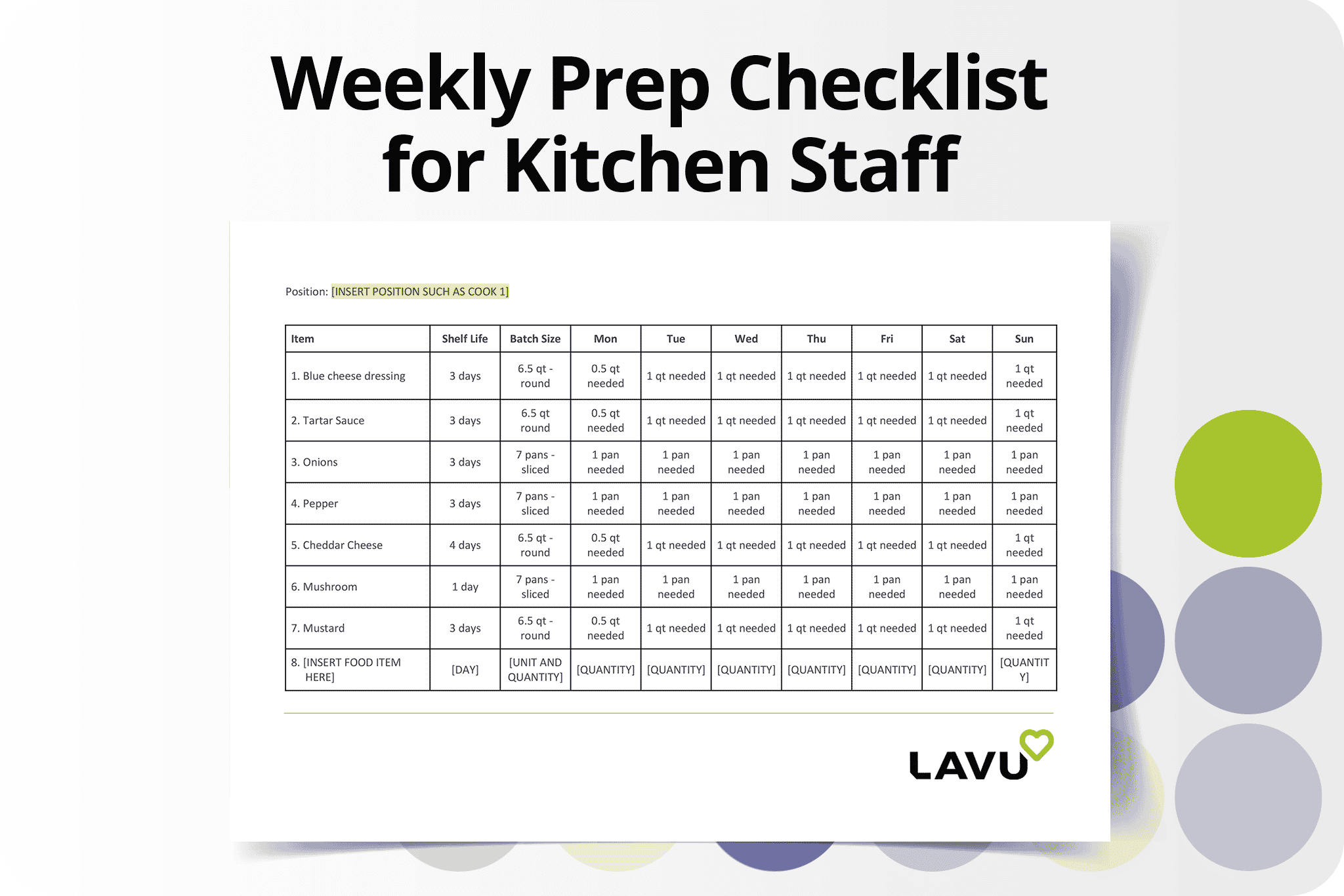 Thumbnail Weekly Prep Checklist For Kitchen Staff 